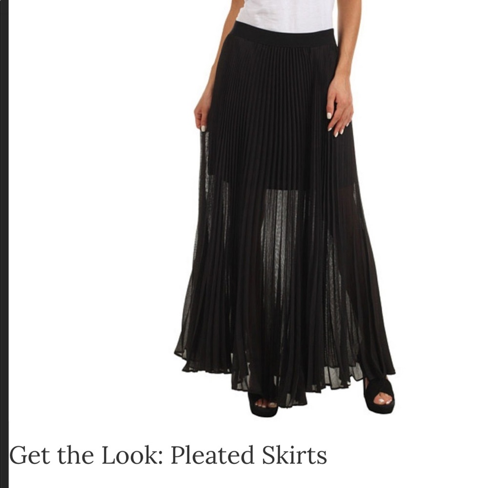 BCBGMaxAzria Black Pleated Midi Skirt
